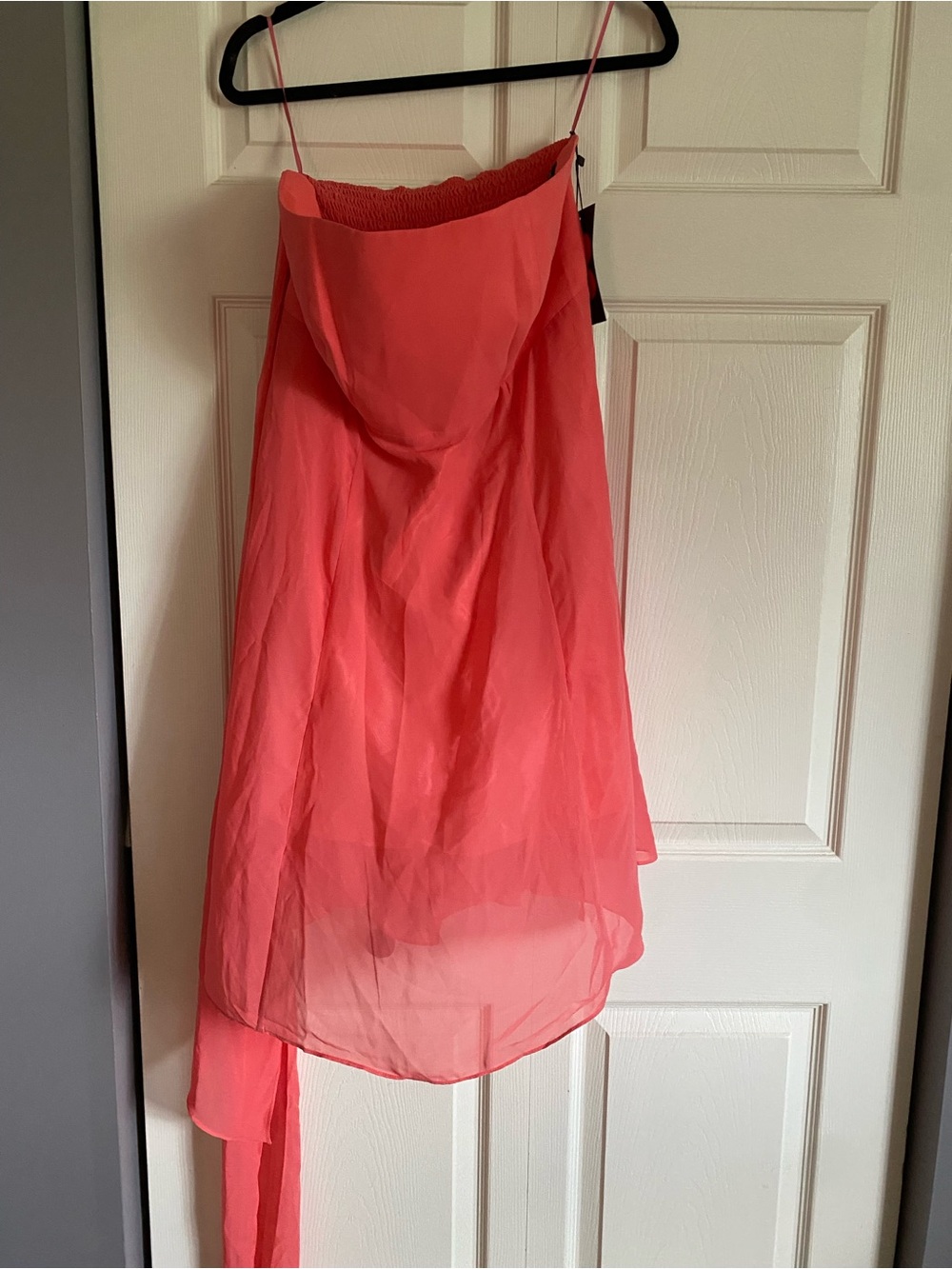 Aiko Coral Strapless Chiffon Dress
